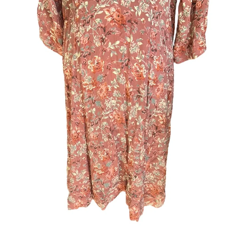 April Cornell Floral Print Wrap Front Chiffon Midi Dress - XL - Picture 8 of 13